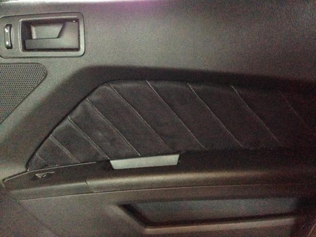 RedlineGoods Door Insert Covers GT500 Style Compatible with Ford Mustang 2010-14 Black Alcantara-Blue Thread 