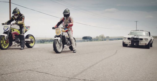 Two Mustangs Battle Two Motorcycles In Latest Motorcycle vs. Car Drift Series