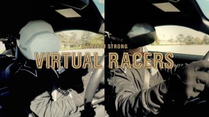 Virtual Racers Drive Real Mustangs on Simulated Course