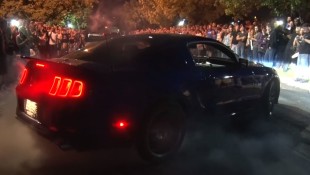 Street Car Takeover Burnout Contest Leaves Tires in Its Wake