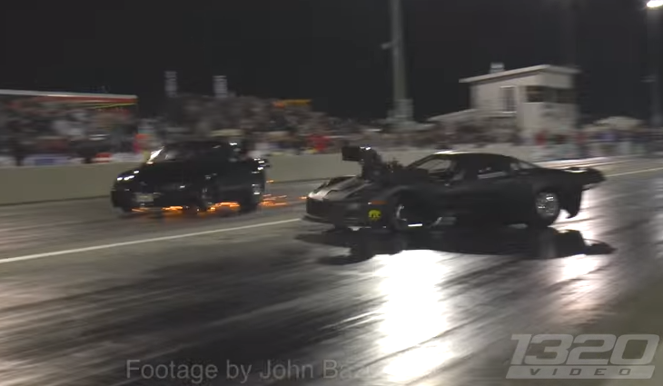 Corvette Crashes Into Mustang While Drag Radial Racing