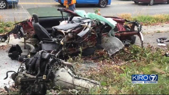 Lucky Mustang Driver Uninjured After Huge Crash