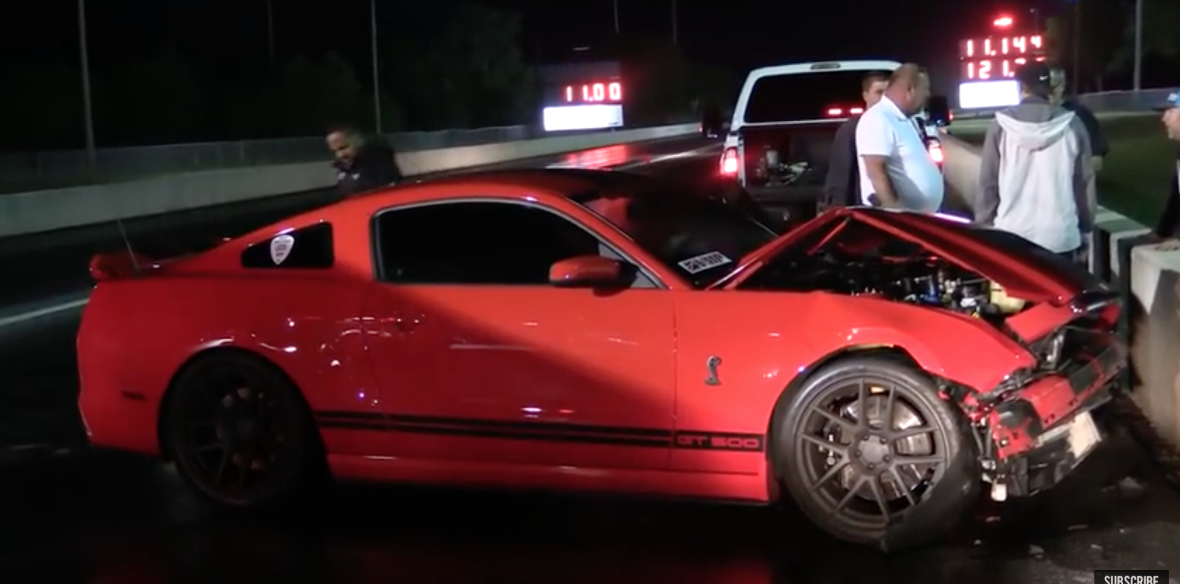Shelby GT500 Loses Control on Drag Strip, Crashes out