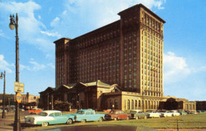 Postcard depicting Michigan Central Station, circa 1955