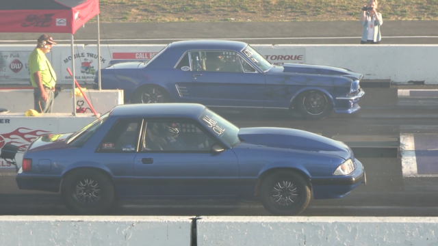 mustangforums.com Classic and Fox Body Mustang Notchbacks Face Off on the Strip